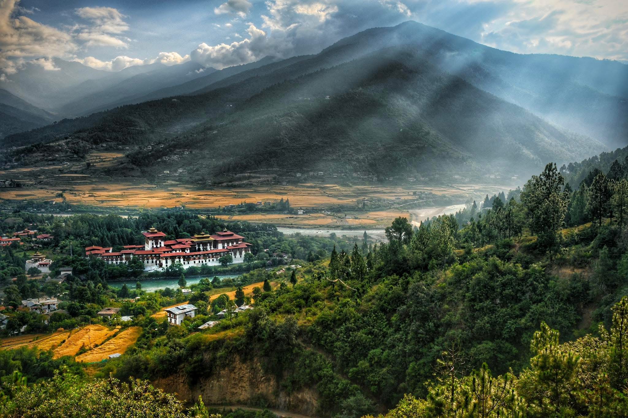 Punakha Valley aerial view